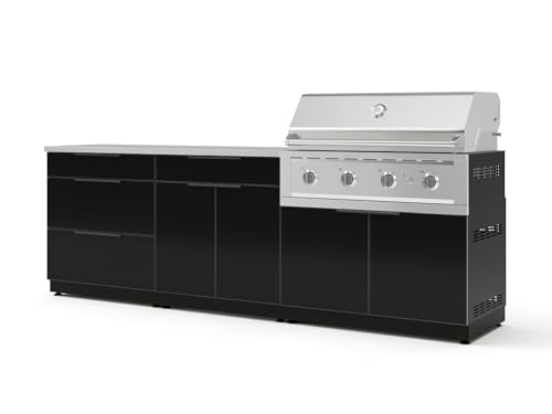 NewAge Products Classic Series 5PC Aluminum Black Modular Outdoor Kitchen Set with 40" Performance Grill LP - 24"D x 104"W x 48.5"H