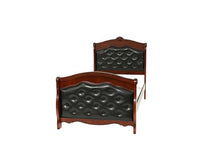 Kaimei Dark Cherry Twin Bed Espresso Faux Leather