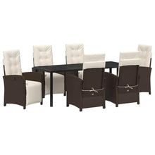 LKJVFCPW 7-Piece Garden Dining Set, Patio Rattan Furniture with Tempered Glass Table and 6 Chairs, Outdoor Seating for Backyard, Lawn, Brown