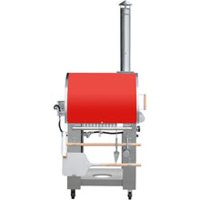 KOSTCH 32.5 inch Wood Fired and Propane Gas Pizza Oven for Outdoor Kitchen in Stainless Steel, Large Pizza Oven for Outside, Yard and Party (Red with Cover)