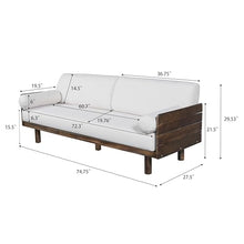 Christopher Knight Home Outdoor Acacia Wood Patio Sofa, 3 Seat Outdoor Couch with Cushions and Removable Bolster Pillows, Modern Wooden Frame Patio Furniture for Backyard Garden Poolside, Aged Teak