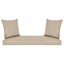 Jeco Wicker Patio Love Seat and Coffee Table Set with Tan Cushion, Black