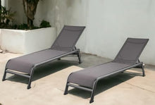 HomeRoots Set of Two 23" Grey Metal Outdoor Chaise Lounges