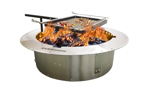 Firebugzz Smokeless Fire Pit Insert with Swivel Grill – 29" Inner / 37" Outer Diameter, Stainless Steel Round Fire Pit Insert for Outdoor Use