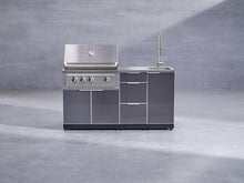 NewAge Products Classic Series 4PC Aluminum Slate Gray Modular Outdoor Kitchen Grill Island with 36" Performance Grill NG - 24"D x 52"W x 47.5"H
