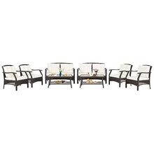YWMLFZ 8 PCS Outdoor Rattan Conversation Set Patio Sofa W/Protective Cover