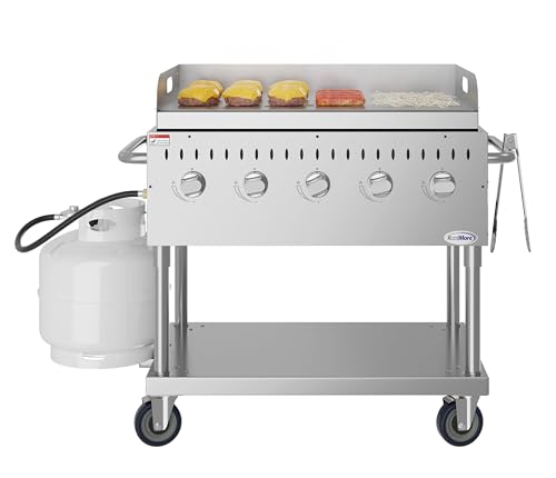 36 in. Commercial Outdoor Propane Grill with Griddle in Stainless-Steel, ETL Listed (CGKIT3-36G)