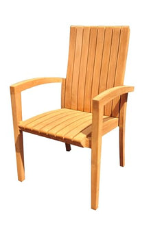 TeakStation 8 Seater Grade-A Teak Wood 9 Pc Dining Set: 122" Atnas Double Extension Rectangle Table and 8 Goa Stackng Arm Chairs #31GO2808