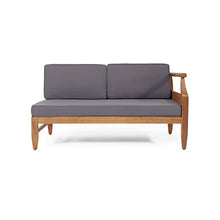 Christopher Knight Home Aston Outdoor 5 Seater Sectional Chat Set with Club Chair - Acacia Wood - Teak/Dark Gray