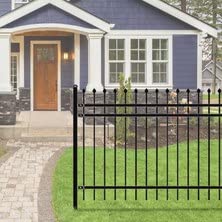 ALEKO Rome Style DIY Galvanized Steel Fence Security 8 x 4 Feet Black Lot of 4