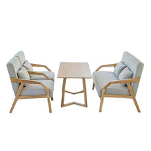 JOSOGO 3-Piece Outdoor Indoor Seating Set, Water-Resistant Solid Wood Frame with Fade-Proof Light Gray Cushions for Garden & Reading Nook(5)
