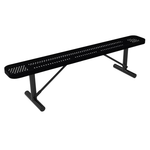 COATEDOUTDOORFURNITURE Bench, Black, Punched, 6Ft, No Back, Portable