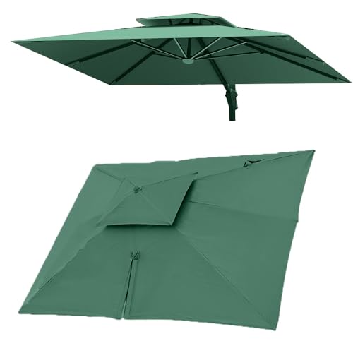 MXJCKSOQ Replacement Canopy for 3x4m Rectangular Patio Umbrella 8 Ribs Outdoor Sunshade UV-Resistant Top Cover Beige Double Top 10' x 13' for Enhanced Shade,Dark Green-Single top 3x4m