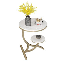POLGDW Rock Slab Side Table Fashion Round Living Room Small Coffee Table Balcony Small Round Table Sofa Coffee Table Corner Table(Svart,60 * 50cm)