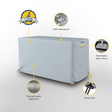Seal Skin Covers Outdoor Rectangular Dining Set Cover, Heavy-Duty Elite PVC Waterproof & UV-Resistant Material, All-Weather Protection for Patio Furniture (Gray, 110"L x 84"W x 28"H)