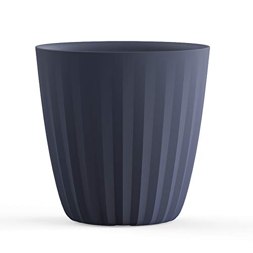 Crescent Garden Pleat Modern XL Planter, Indoor/Outdoor Pot, Resin Pots for Trees with Drain Hole - 23" W x 27" H (Midnight Blue)