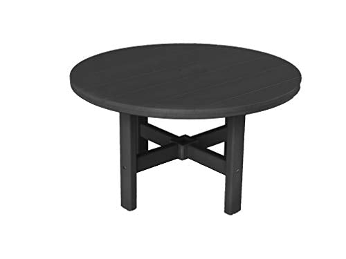 Phat Tommy Round Outdoor Coffee Table - Poly Resin Outdoor Table - Small All Weather Patio Coffee Table, Poly Furniture, Black