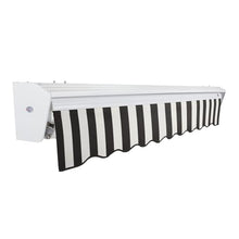 Awntech 20' Destin Right Motor (20' x 10') Retractable Patio Awning, Black/White Stripe
