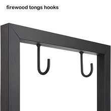 WXPWAMZ Firewood Rack Fireplace Tool Rack, 2 Tiers Small Firewood Log Storage Rack Holder, Wood Log Holder with 4 Hooks, for Outdoor Patio Fireplace, Fire Pit, Stove, Black