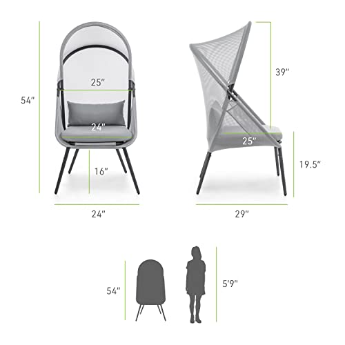 Greemotion USA Alverta 2-Piece Outdoor Foldable Accent Chair Black