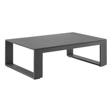 Modway Lirienne Aluminum Outdoor Coffee Table in Gray - 47 Inch Weather-Resistant Modern Rectangle Patio Table with Slatted Top
