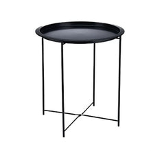 XRHDTQVVIG Coffee Table Folding Metal Round Bistro Coffee Table Patio Indoor Outdoor Furniture Summer(Black)