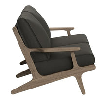 Modway Saratoga Teak Outdoor Patio Loveseat in Weathered Gray Flint – 2 Seater Outdoor Couch with Weather-Resistant Cushions – Wooden Porch Loveseat