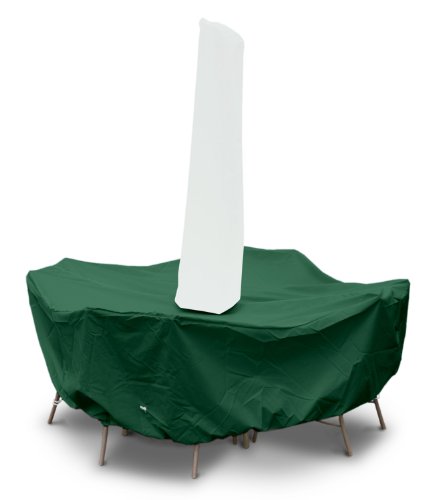 KOVERROOS Weathermax 61261 80-Inch Round Table High Back Dining Set Cover with Umbrella Hole, 114-Inch Diameter by 36-Inch Height, Forest Green