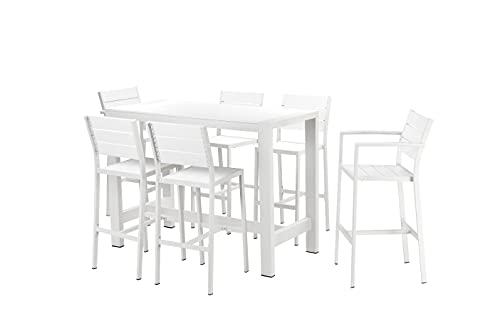 Pangea Home BETTY-7PC BAR Set WHTWHT Betty 7 Piece Bar Set, White