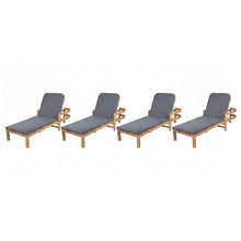 Christopher Knight Home 78" Paolo Outdoor Chaise Lounge Chair Set of 4, Acacia Wood Pool Lounge Chairs with Adjustable Backrest & Cushions, Patio Lounge Chairs for Outside Backyard Poolside, Dark Grey