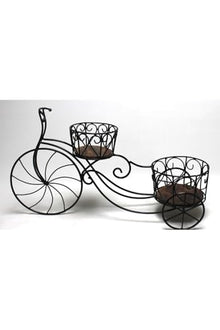 SODEF Bicycle Plant Stand Decorative Metal Wood Retro Country Style 81x23x45 cm - Black