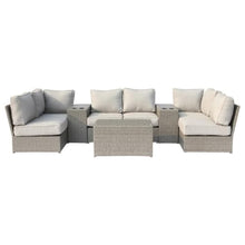 Hassyee Outdoor Wicker Conversation Set with One Coffee Table and Two Side Tables for Poolside, Lawn, Patio Furniture Set with Soft Cushions and Weather Resistant Frame for Balcony