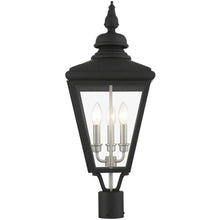 Livex Lighting 27375-04 Adams - 3 Light Large Outdoor Post Top Lantern in Traditional Style-26.75 Inches Tall and 10.63 Inches Wide, Finish Color: Black/Brushed Nickel