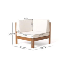Christopher Knight Home Outdoor Acacia Wood 5 Seater Sectional Sofa Set with Water-Resistant Cushions, Teak and Beige