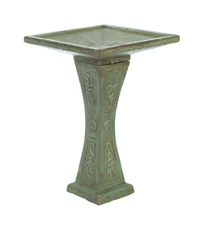 Solid Rock Stoneworks 22in Tall Square Birdbath- Cypress