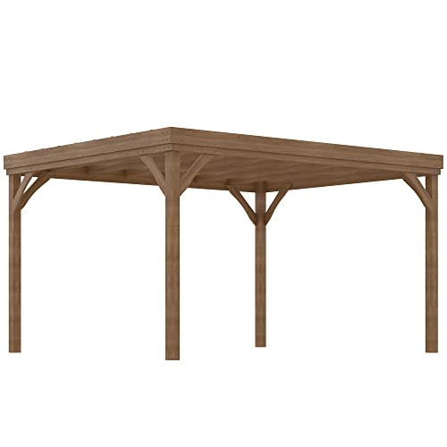 Outsunny 10' x 12' Outdoor Pergola Wood Gazebo Brown