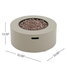 32 Inch Propane Fire Pit Table 40000 BTU Round Iron Gas Fire Pit Outdoor Patio Fire Table with Lava Rocks Smokeless Electronic Ignition No Assembly, Light Gray