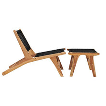WANGKENSU Lounge Chairs for Outside, Chaise Lounges for Pool, Beach, Sunbathing, Deck, Lawn,Sun Lounger with Footrest Solid Teak Wood and Rope