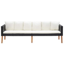 RJPLMFV 4 Piece Patio Lounge Set with Cushions Poly Rattan Black