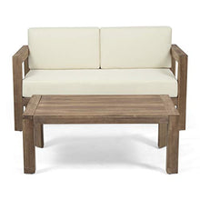 Merax 2-Piece Outdoor Acacia Wood Loveseat & Coffee Table Set