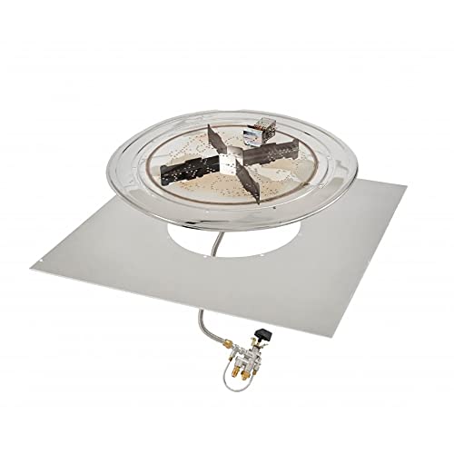 The Outdoor GreatRoom Company Square Stainless Steel Crystal Fire Plus (BP42S-A), 28-Inch Burner, 42-Inch Plate