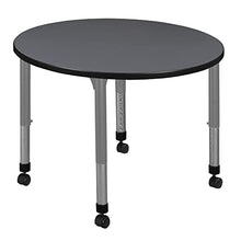 Romig Kee 42" Round Height Adjustable Mobile Classroom Activity Table Grey