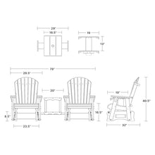 Wildridge Heritage Double Rock-A-Tee Outdoor Glider Set with Table Patriot Blue