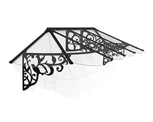 Palram - Canopia Lily 11' x 3' Victorian Door/Window Awning, Black/Clear