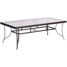 Hanover Monaco 7-Piece Outdoor Dining Set with Glass-Top Table and PVC Sling Chairs Tan