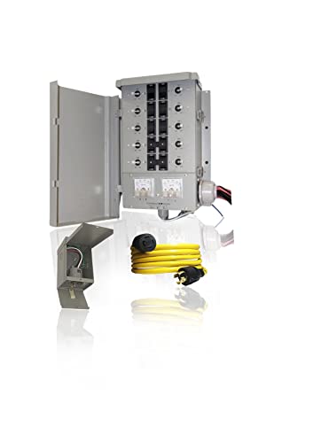 Connecticut Electric EmerGen Backup Power Manual Transfer Switch Kit 30 Amp, 25 Foot Cord, 10-Circuit, 7500 Watts, EGS107501G2K25 for Portable Generator (with 25 FT Generator Cord)