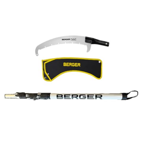 BERGER ArboRapid Telescopic Pole Saw Set – 4-Part Professional Arborist Tool, Extends from 2.9 to 8.8 Ft, Japanese-Style Curved Blade, Carbon Fiber & Fiberglass Design – 76449