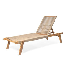 Merax Outdoor Chaise Lounge Chair Set of 4, 77" L Acacia Wood Patio Lounge Chair with 4 Adjustable Position, Rope Woven Beach Lounger for Pool Deck Balcony Garden, 800lbs Capacity, Teak+ Beige