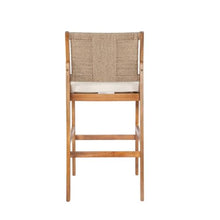 Outdoor Acacia Wood Barstools w/Wicker Back for Garden, Rustic Counter Height Bistro Chairs w/Removable Cushions for Balcony, Wooden Pub Chairs w/Backrest for Porch, Deck, Set of 2/4 (Brown-4pcs)