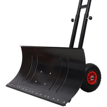 YATON 38.6" Snow Pusher Shovel with Wheels, Heavy Duty Adjustable Snow Plow with 5-Angle Blade & Ergonomic Handle for Driveway Sidewalk Walkway Snow Removal, Black